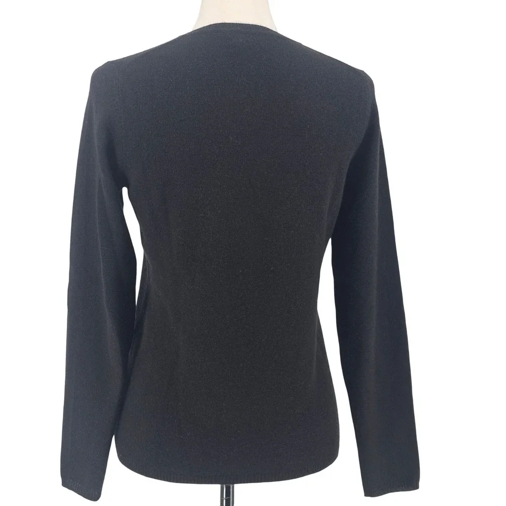 Charter Club Cashmere Sweater Small Black Quiet Luxury Classic Crewneck Office